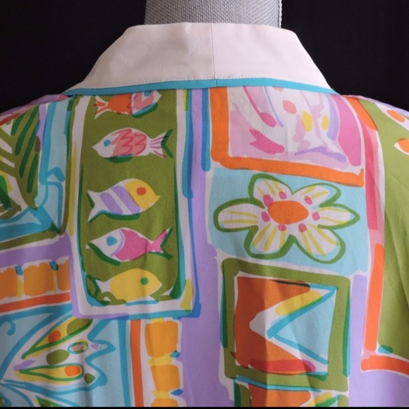 Bob Mackie Silk Shirt Open Front Blouse Small - Picture 10 of 13